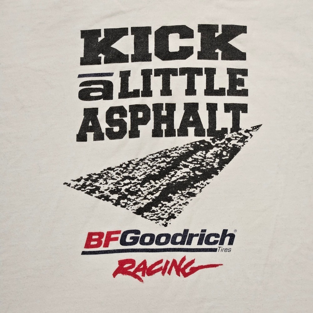 Vintage 90's BFGoodrich Racing T Shirt White Hanes Beefy-T Kick A Little Asphalt